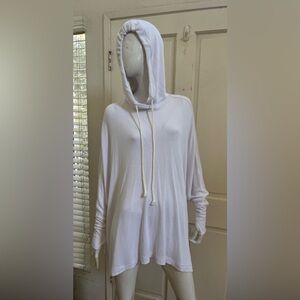FP MOVEMENT FREE PEOPLE NEW! White SWINGIN’ IT PULLOVER HOODIE Sweatshirt Sz XS